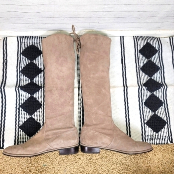 Stuart Weitzman Jocey Taupe Over The Knee Suede Flat Boots, sz 8.5 - Picture 12 of 16